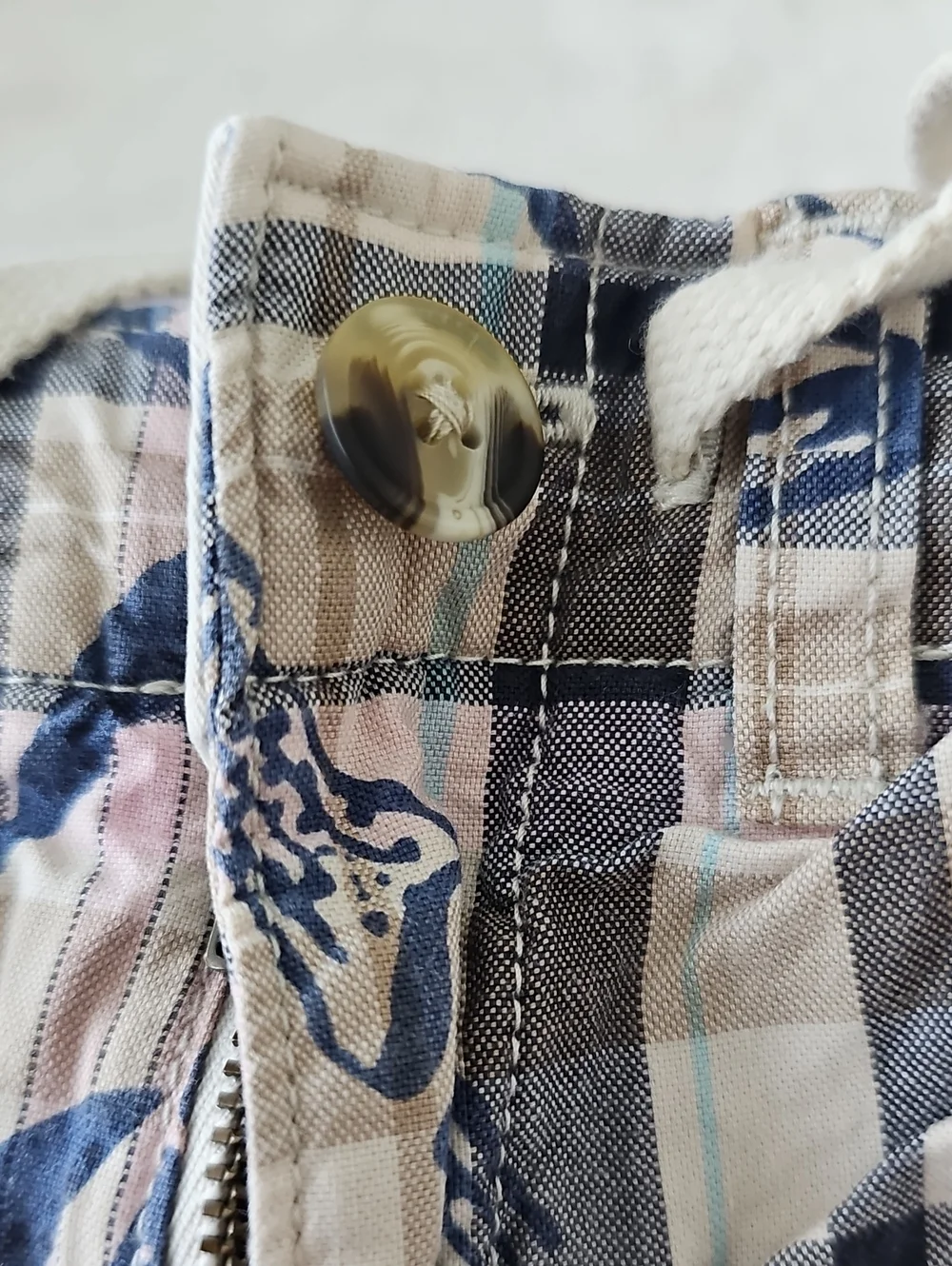 Baby Gap Botanical Plaid Motif Shorts - Navy, Beige & Pink Boys Sz 2T